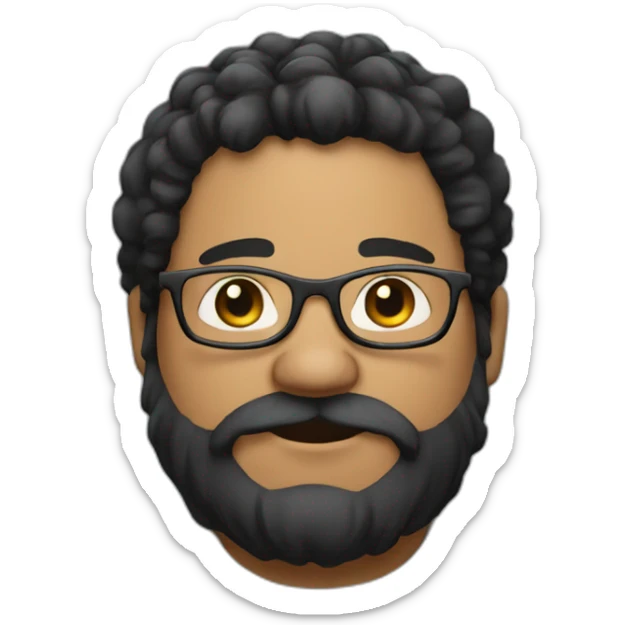 Short man with lots of black hair and beard, fat with glasses in his hair, dressed like a bum. sticker
