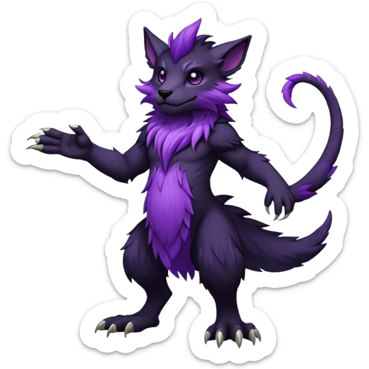  Dark black and purple anthro Fakémon-Wickerbeast-creature (full body) sticker
