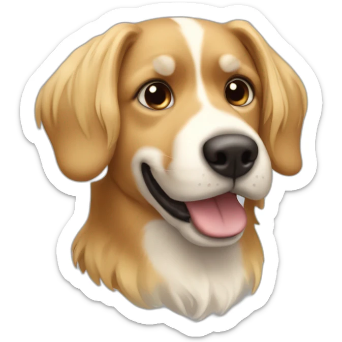 a dog with blonde hair on the top of his head and brune hair elsewhere  sticker