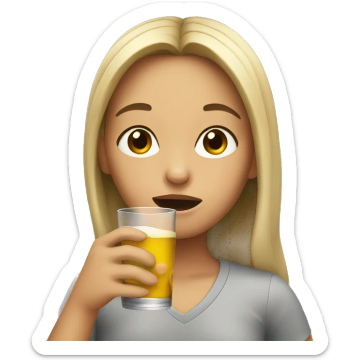 Girl drinking sticker