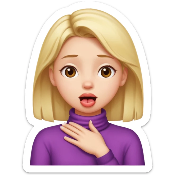 A girl crossing her arms with her hands on her neck, looking up with her tongue out sticker