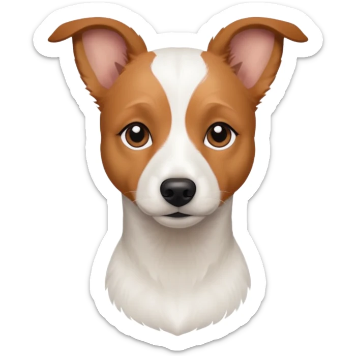 a fully white jack russell the size of a kelpie with light brown ears and a light brown patch on one eye sticker