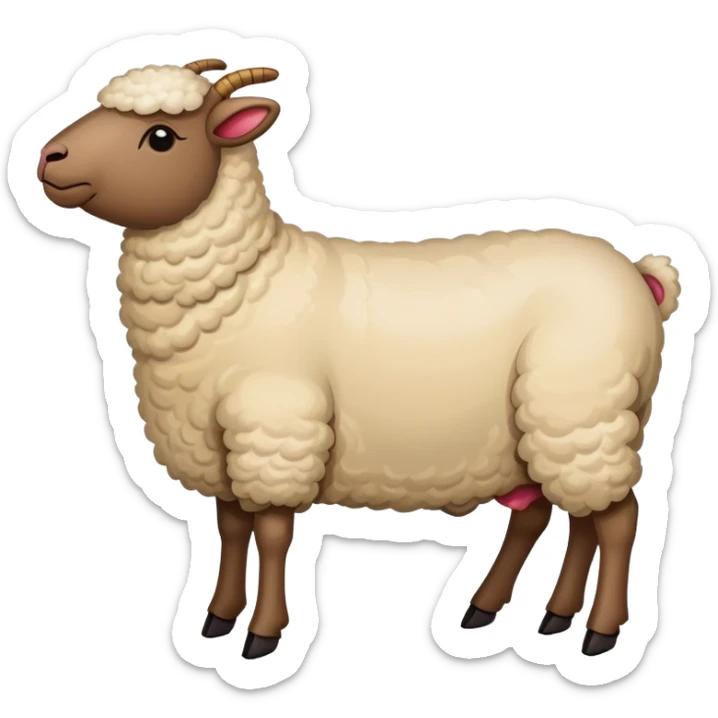 Xinjiang whole roasted lamb on spit with spices, simplified emoji style with bold outlines and bright colors, cartoon style entire cooked sheep sticker