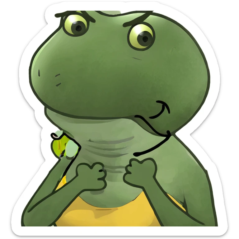 Yellow woman holding neck crossed hands and crossed tongue out sticker