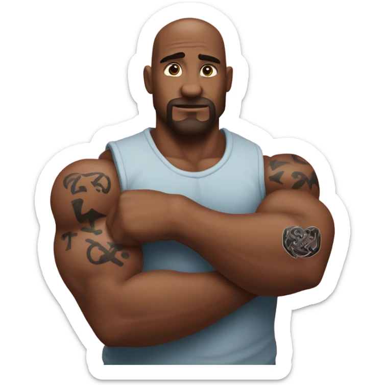 A tattoo like in the movies of a red heart on an arm contracting the biceps  sticker