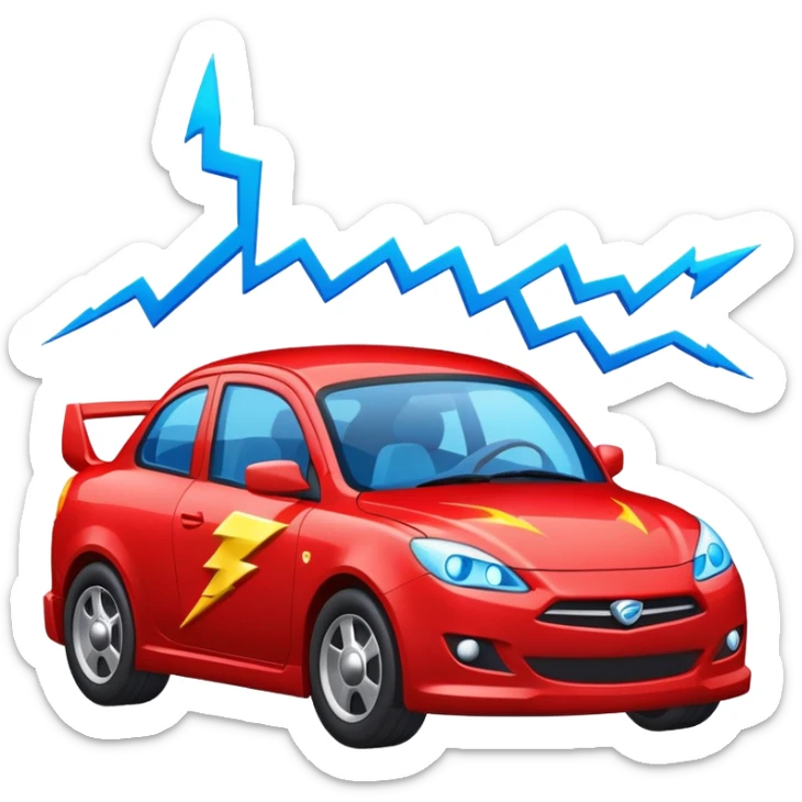 Un carro rojo con ojos azules y que tenga alerón y un Rayo y un 95 en las puertas  sticker