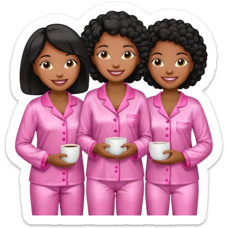 group of black women in pink pajamas high quality silky pajamas and like 20 women sticker
