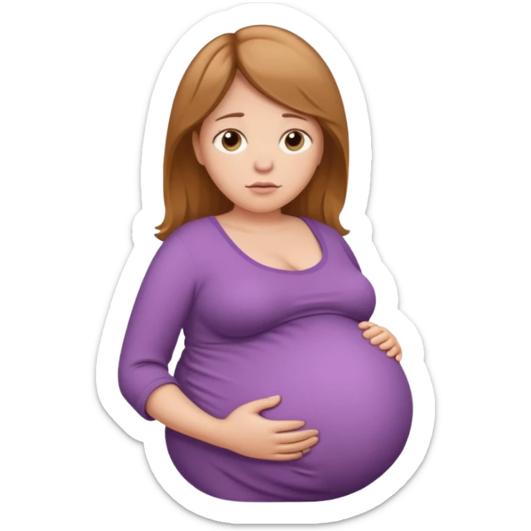 very heavily pregnant overdue woman with very very large belly sticker