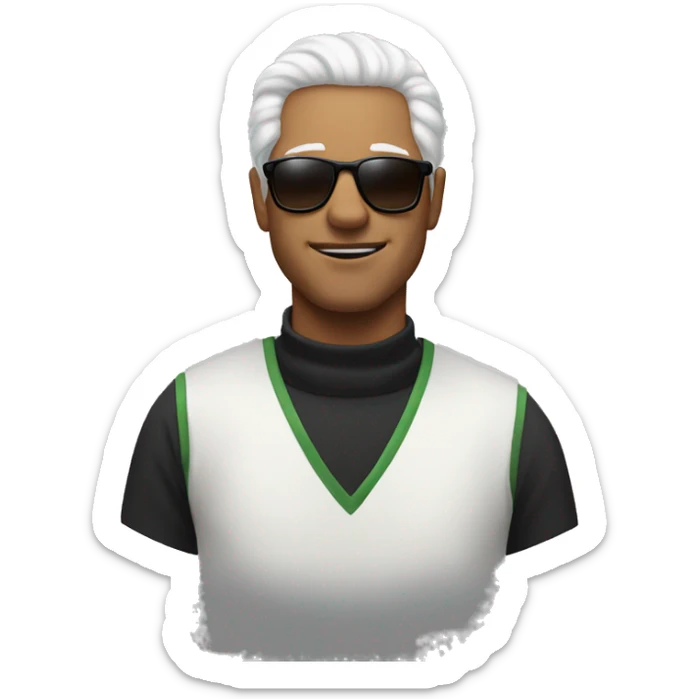 Man with turtle neck shirt white hair and sunglasses on sticker