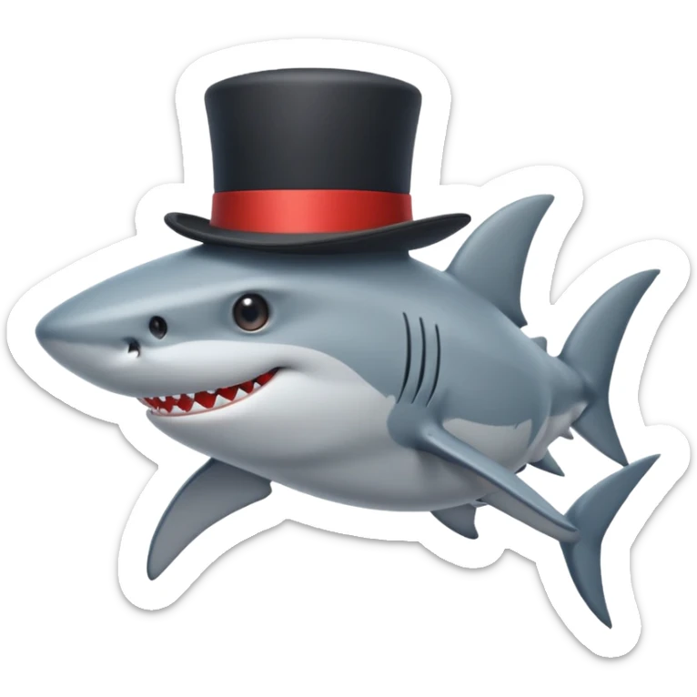 Shark with a top hat sticker