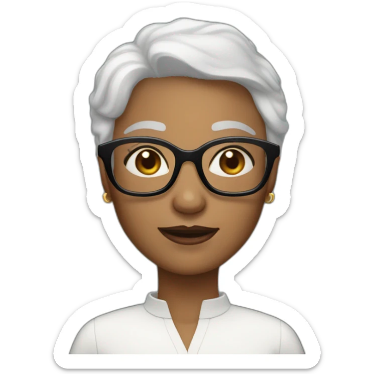 older white skin women black very short hair and big glasses  sticker