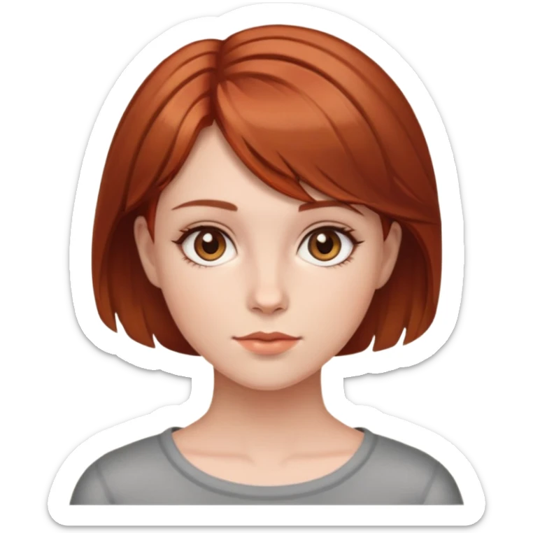 A girl with reddish brown short hair and Hazel eyes sticker
