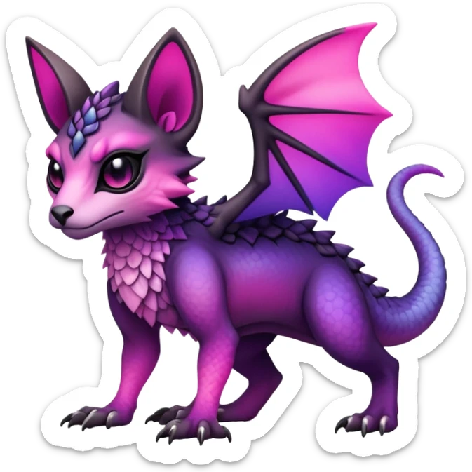 Cool Edgy Black-pink-purple-gradient badass Fionbri-Vernid-Trico-animal-creature full bodyd sticker