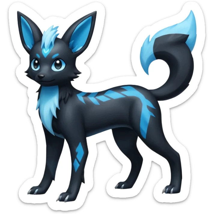 Manectric-Electrike-Amaura-Umbreon-Draco-Fakémon-hybrid-creature (full body), 4 legs sticker