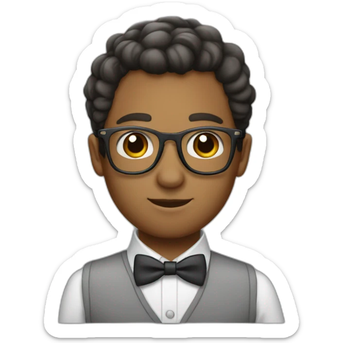 Need wearing a propeller beanie, taped horn-rimmed glasses, a bow tie, and a pocket protector  sticker