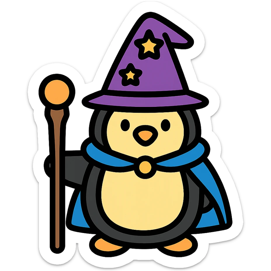 penguin wizard sticker