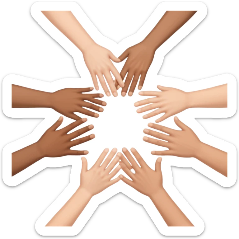 five hands in a circle gripping the forearms of the one next to them sticker