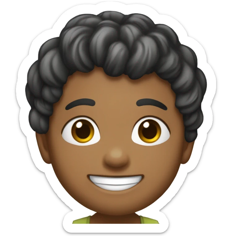 bebé de piel muy oscura, pelo muy corto y rizado, ojos negros y grandes y sonrisa  sticker