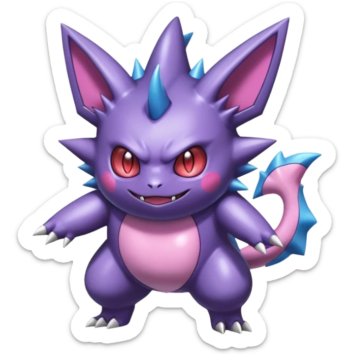 Shiny Dark Gengar-Haunter-Sylveon-Nidorino-fusion-hybrid full body sticker