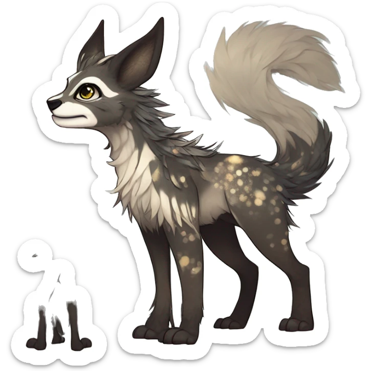 Cool cute Kawaii edgy fantasy animal sparkle fursona Fionbri creature by griffsnuff & LiLaiRa & Falvie full body sticker