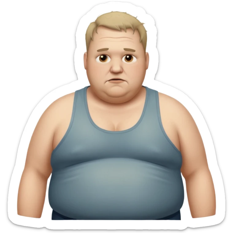 very  obese middle aged white man in wifebeater with  dirty appearance. His hair is very greasy and balding sticker