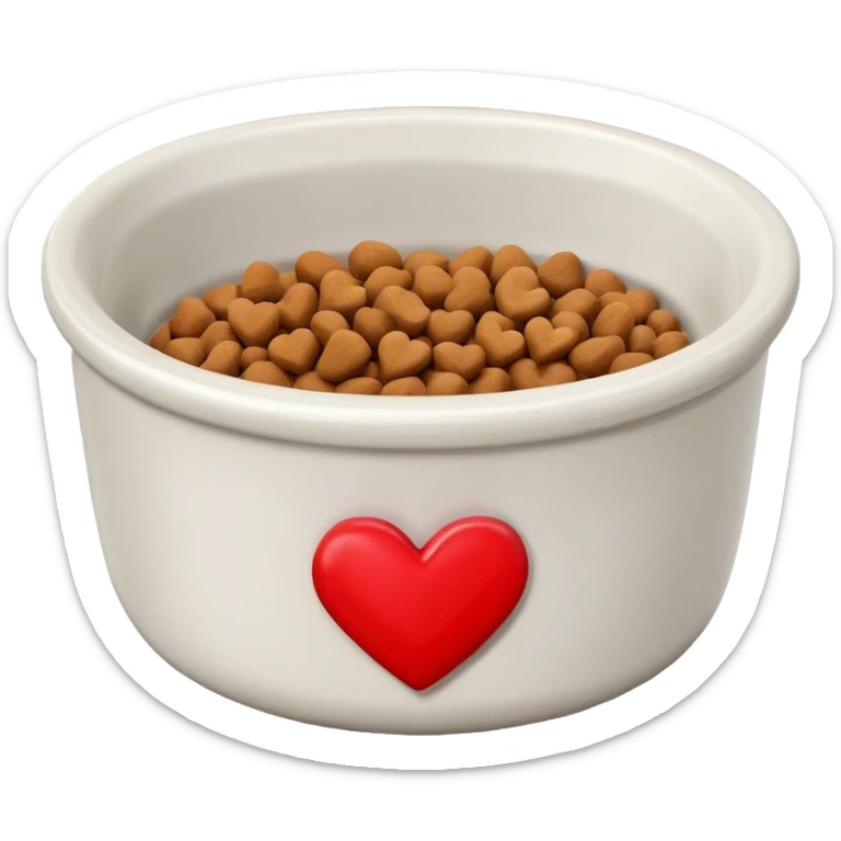 pet food bowl with a heart on the bowl, make the food in the bowl white  sticker