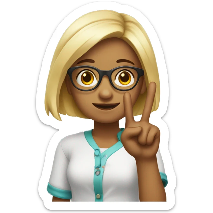 girl with glasses and finger up sticker