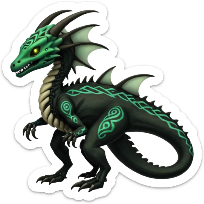  Venom-Fionbri-Vernid-Marowak-Salandit-Xenomorph-hybrid-fantasy-creature (full body) with tribal markings and glowing patterns and scales sticker