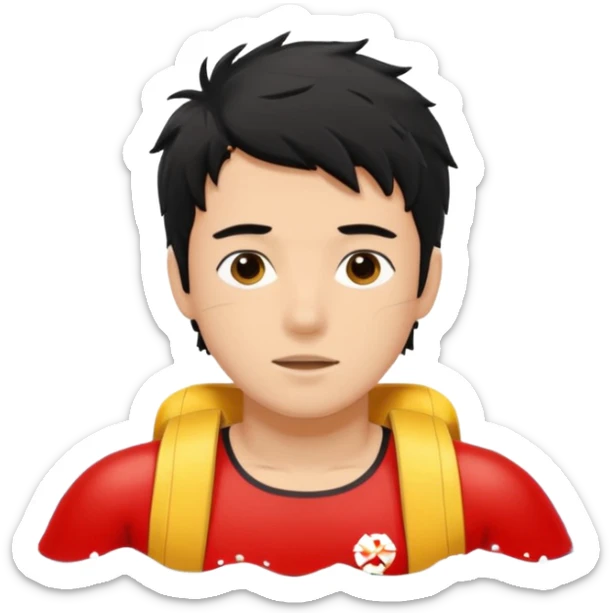 Lifeguard Teenager with Black messy hair swimming to rescue someone sticker