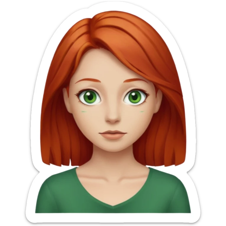 je veux un emoji femme rousse les yeux verts et les cheveux plus longs qu'au épuales sticker