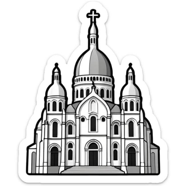 now I want a sticker with the Sacre Coeur church in black and white sticker