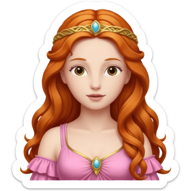 Venus, Love Goddess from Rome Mythology with long ginger hair, pink outfit sticker