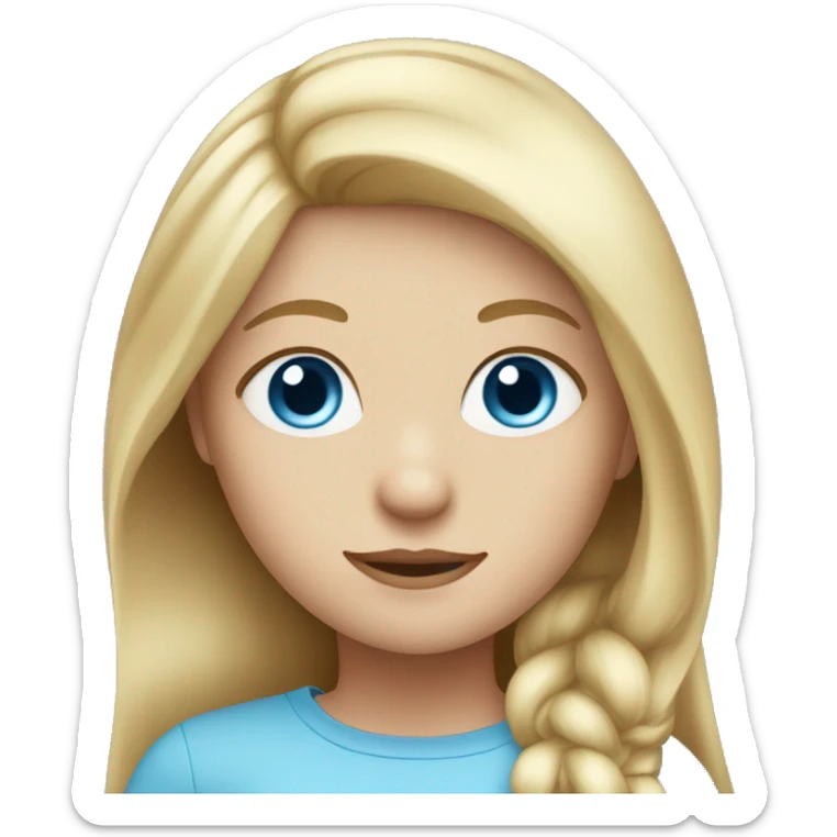 Straight blond hair girl with Blue eyes and a sky blue top sticker