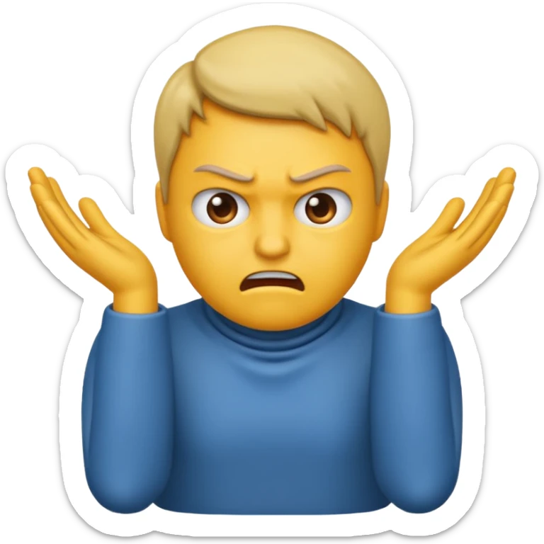 I want an emoji of a person with two hands around their neck and making like an angry face sticker