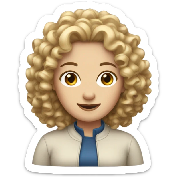 Curly hair white women sticker