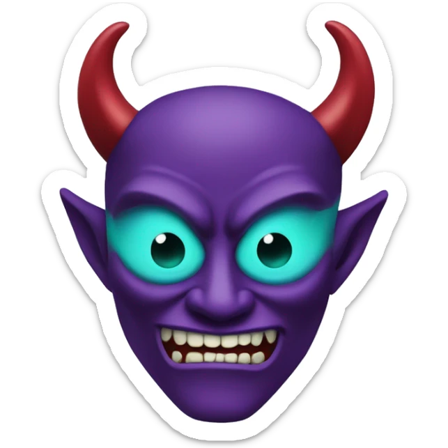 Face: Purple
Demon Mask: Maroon
Horns: Blue
Mouth: Red
Demon Eyes: Cyan
Regular Eyes: Green sticker