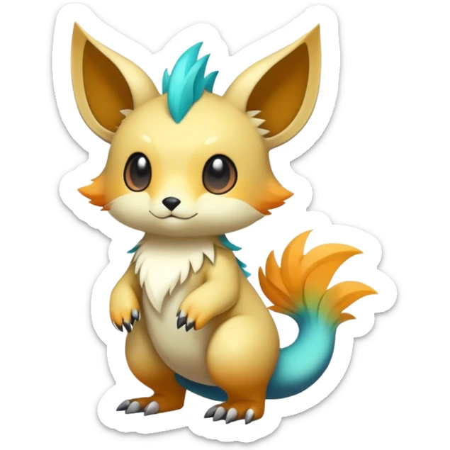 Cute cool colorful fantasy animal hybrid Fakemon full body sticker
