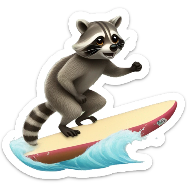 Raccoon surfing  sticker