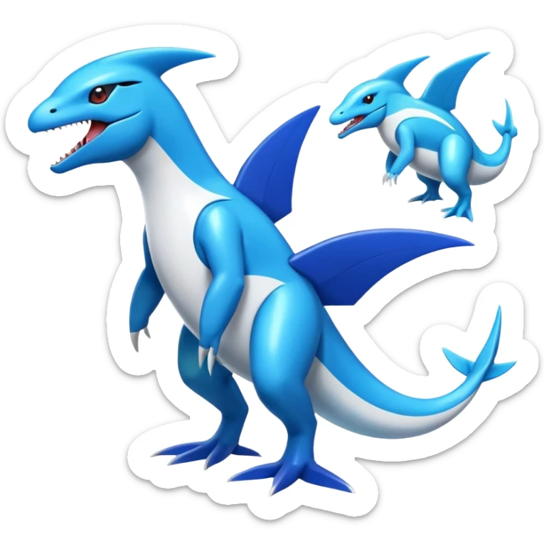 Shiny Glossy Oily Futuristic Latios-Gabite-Amaura-Salandit-Helioptile-fusion (full body) sticker
