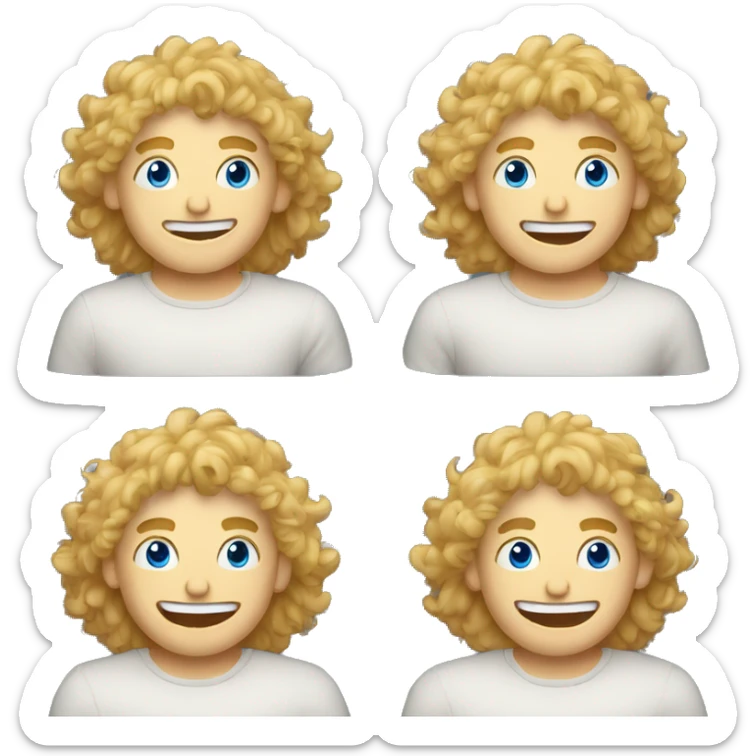 A TOK emoji of a blonde man with messy, curly bangs and short hair on the sides, smiling and without glasses, with blue eyes, without a mustache Making a gossiping gesture with his hand sticker