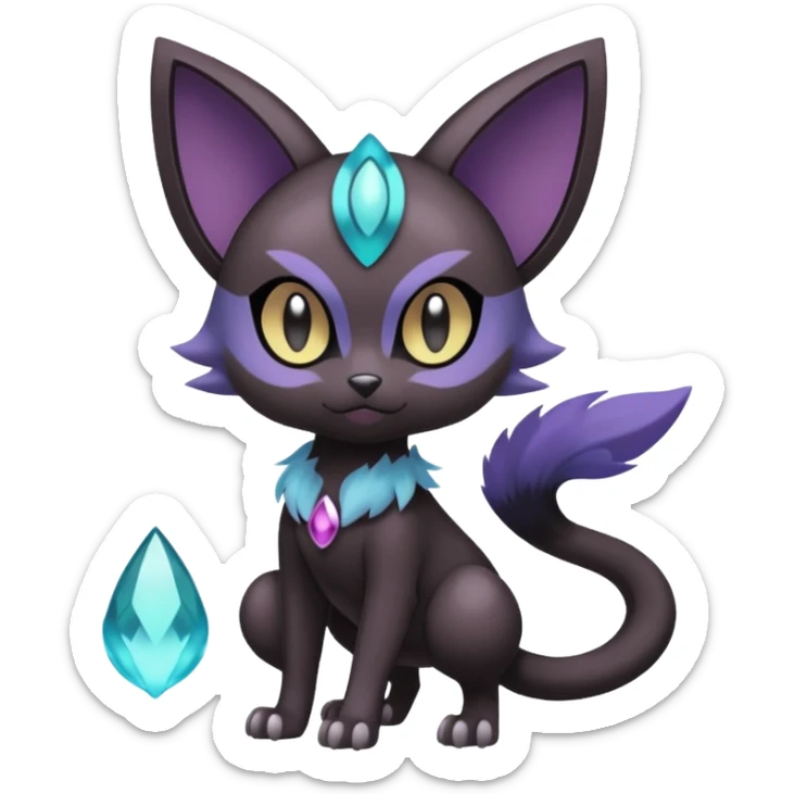 Smooth Edgy Cool Dark Dusky Gloomy Meloetta-Purrloin-Gatomon-Trico-Pokémon-Fakémon-fusion-hybrid-creature sticker