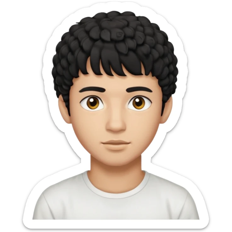 Young man with black curly hair fringe Haircut and light dark skin, moroccan / amazingh race sticker