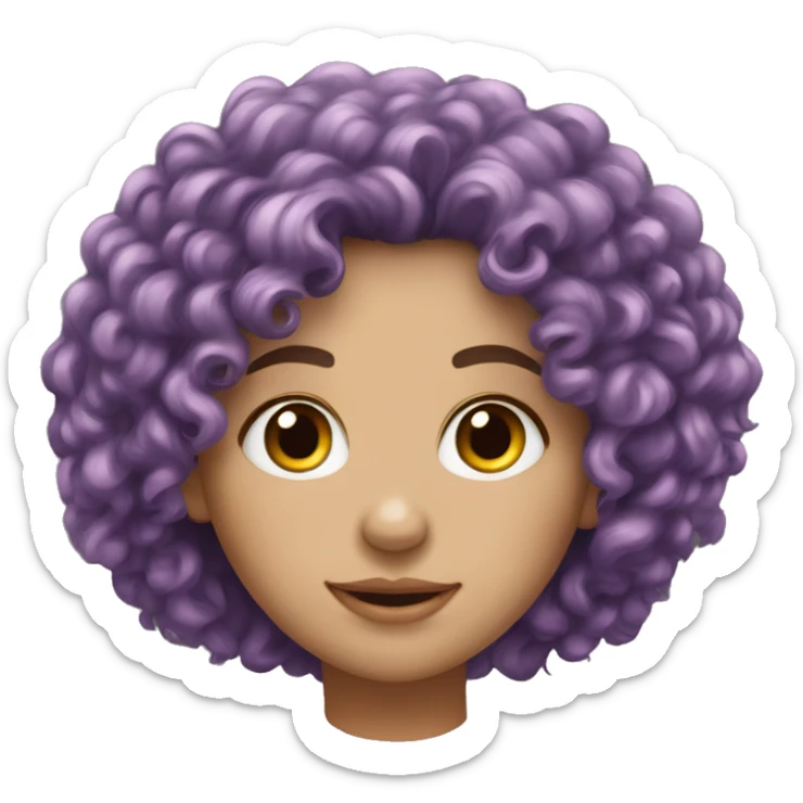 European, purple curly hair, woman, teenager, nose ring. sticker