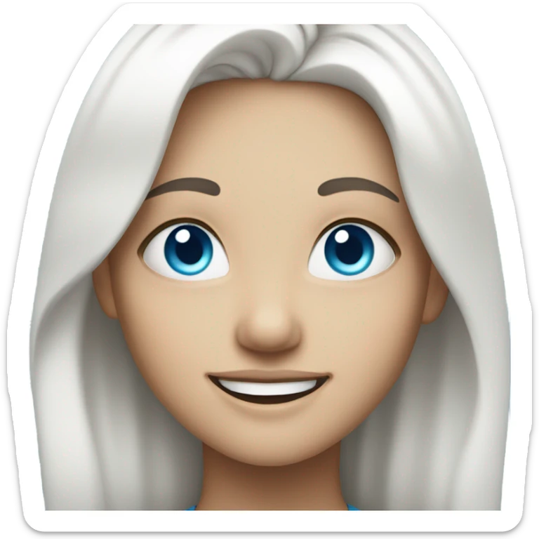 smiling girl with white hair blue eyes sticker