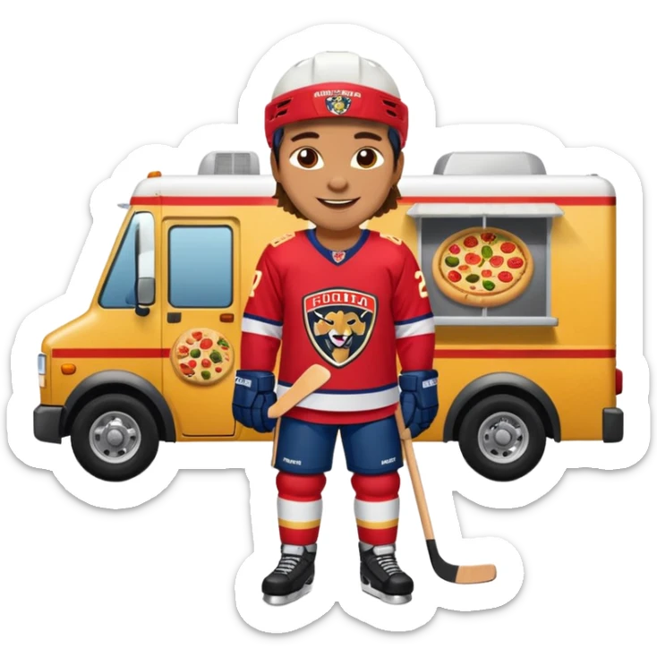 The galaxy with a with a Florida Panthers player
With a taco truck and a pizza truck
 sticker