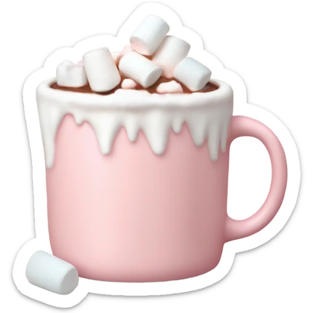Light Pink mug of hot chocolate with marshmallows  sticker