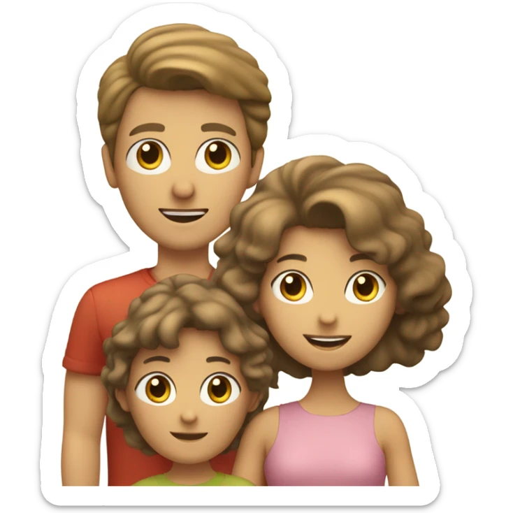 Familia de 4 personas, dos niños de pelo marrón, una mujer de pelo rubio y un hombre canoso  sticker