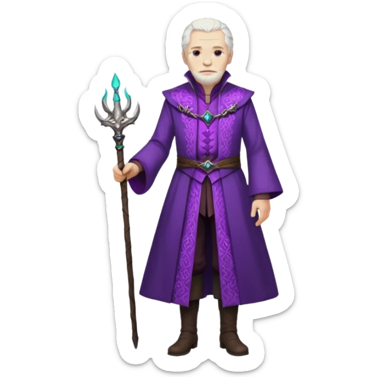 a white haired old man with purple eyes standing, full body, in Targaryen themed clothes sticker