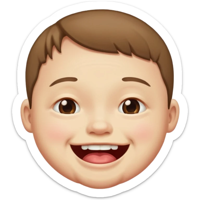 Jaw dispositioned large amount of drool from mouth, drooling,inward  cross eye, downsyndrome sticker