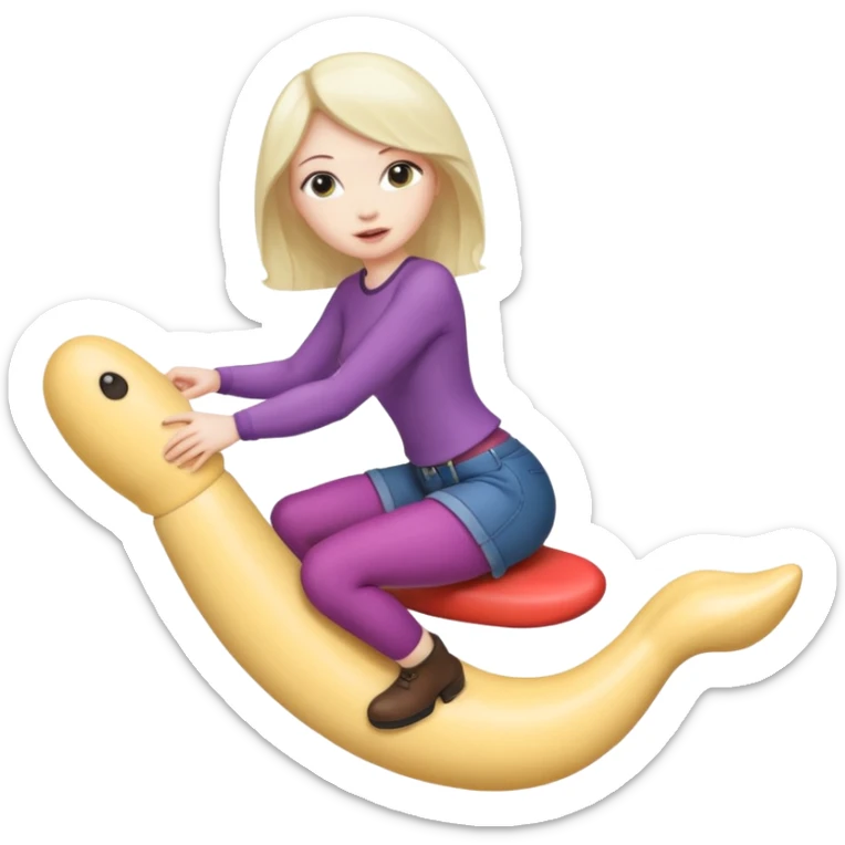 Realistic Nudes big titts woman riding a dildo inside of the vagina hole view sticker